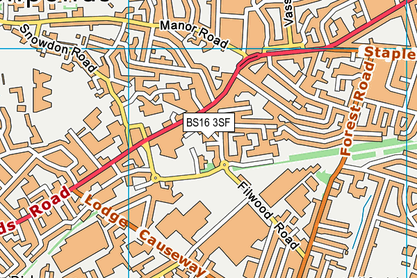 BS16 3SF map - OS VectorMap District (Ordnance Survey)