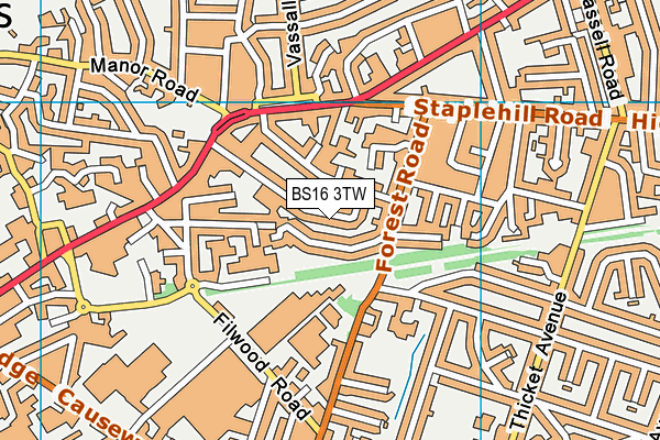 BS16 3TW map - OS VectorMap District (Ordnance Survey)