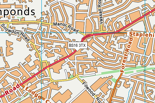 BS16 3TX map - OS VectorMap District (Ordnance Survey)