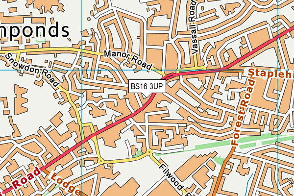 BS16 3UP map - OS VectorMap District (Ordnance Survey)