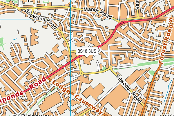 BS16 3US map - OS VectorMap District (Ordnance Survey)