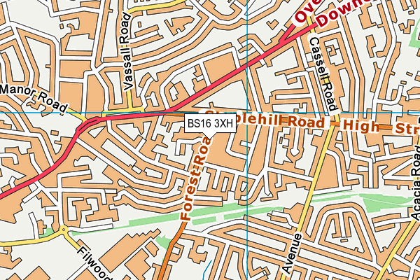 BS16 3XH map - OS VectorMap District (Ordnance Survey)