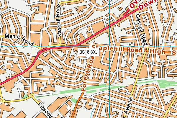 BS16 3XJ map - OS VectorMap District (Ordnance Survey)