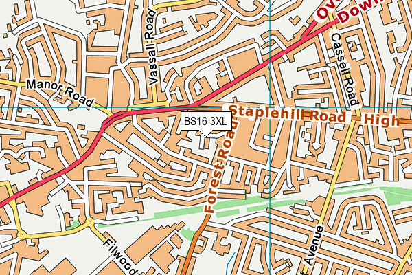 BS16 3XL map - OS VectorMap District (Ordnance Survey)