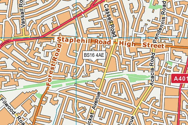 BS16 4AE map - OS VectorMap District (Ordnance Survey)