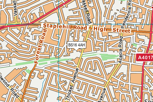 BS16 4AH map - OS VectorMap District (Ordnance Survey)