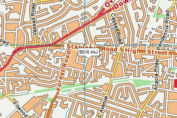 BS16 4AJ map - OS VectorMap District (Ordnance Survey)
