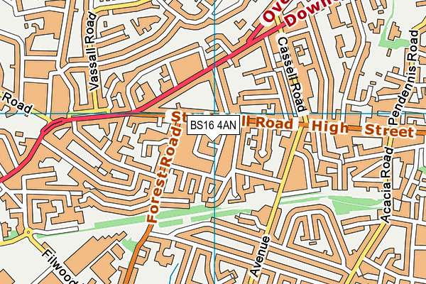 BS16 4AN map - OS VectorMap District (Ordnance Survey)