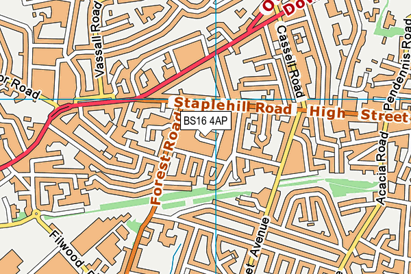 BS16 4AP map - OS VectorMap District (Ordnance Survey)