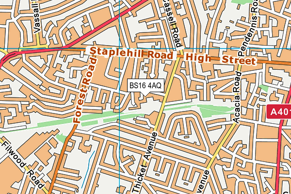 BS16 4AQ map - OS VectorMap District (Ordnance Survey)