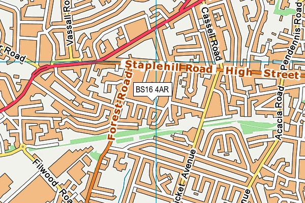 BS16 4AR map - OS VectorMap District (Ordnance Survey)