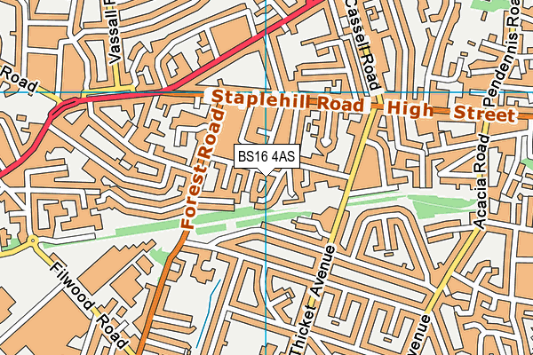 BS16 4AS map - OS VectorMap District (Ordnance Survey)
