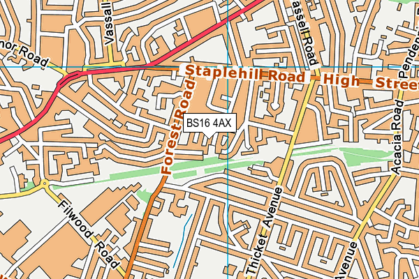 BS16 4AX map - OS VectorMap District (Ordnance Survey)