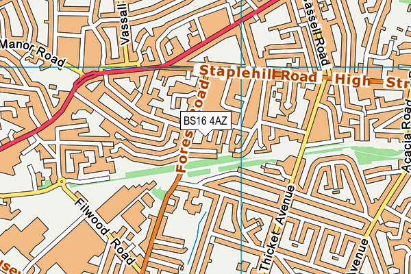 BS16 4AZ map - OS VectorMap District (Ordnance Survey)