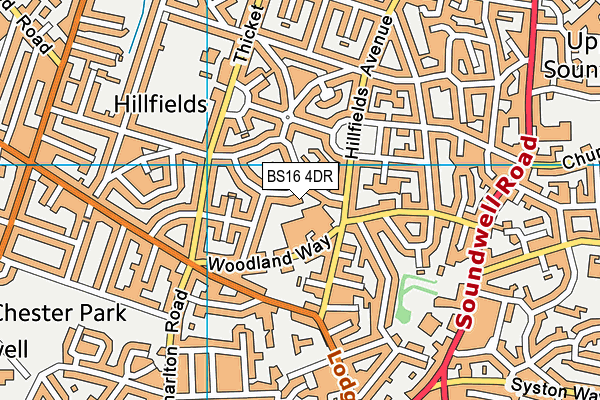 BS16 4DR map - OS VectorMap District (Ordnance Survey)
