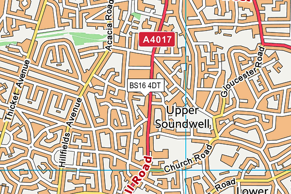 BS16 4DT map - OS VectorMap District (Ordnance Survey)