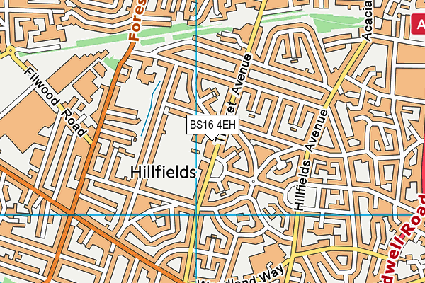 Hillfields Park map (BS16 4EH) - OS VectorMap District (Ordnance Survey)