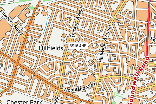 BS16 4HE map - OS VectorMap District (Ordnance Survey)