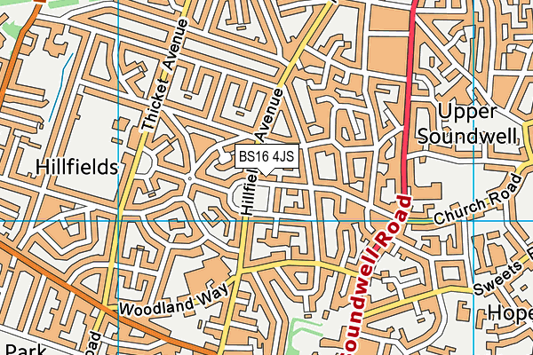 BS16 4JS map - OS VectorMap District (Ordnance Survey)