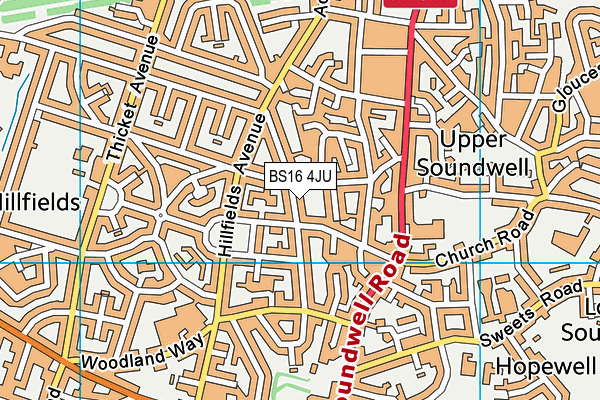 BS16 4JU map - OS VectorMap District (Ordnance Survey)