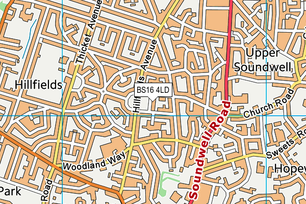 BS16 4LD map - OS VectorMap District (Ordnance Survey)