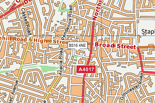 Staple Hill Primary School map (BS16 4NE) - OS VectorMap District (Ordnance Survey)