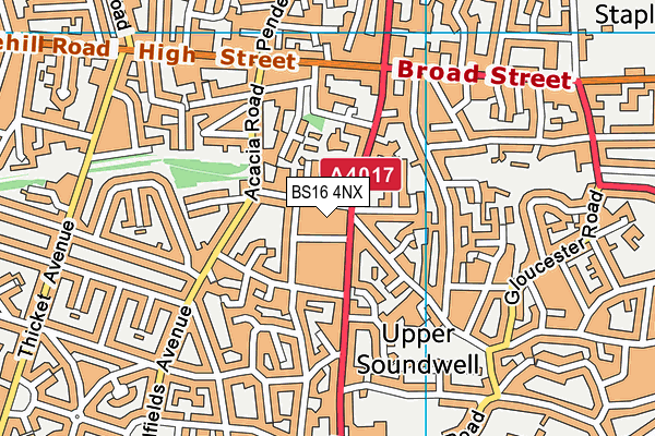 BS16 4NX map - OS VectorMap District (Ordnance Survey)