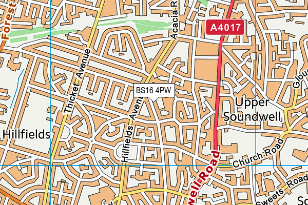 BS16 4PW map - OS VectorMap District (Ordnance Survey)