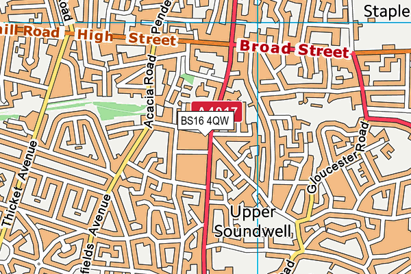 BS16 4QW map - OS VectorMap District (Ordnance Survey)