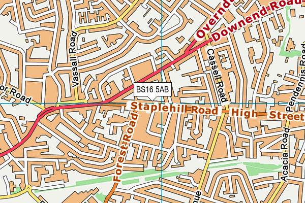 BS16 5AB map - OS VectorMap District (Ordnance Survey)