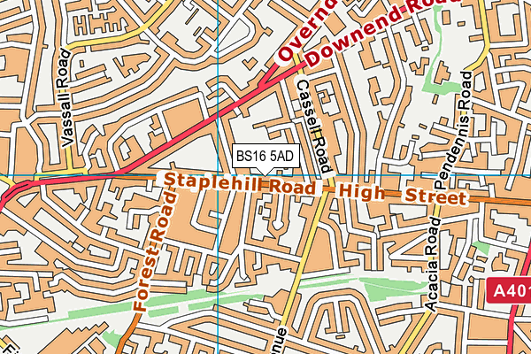 BS16 5AD map - OS VectorMap District (Ordnance Survey)