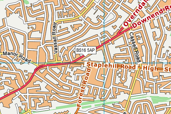 BS16 5AP map - OS VectorMap District (Ordnance Survey)