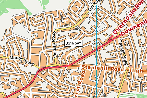 BS16 5AY map - OS VectorMap District (Ordnance Survey)