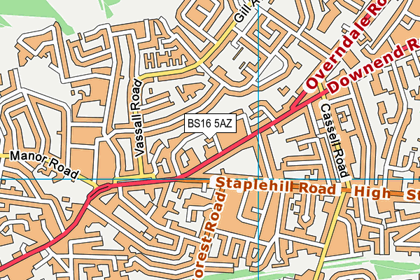 BS16 5AZ map - OS VectorMap District (Ordnance Survey)