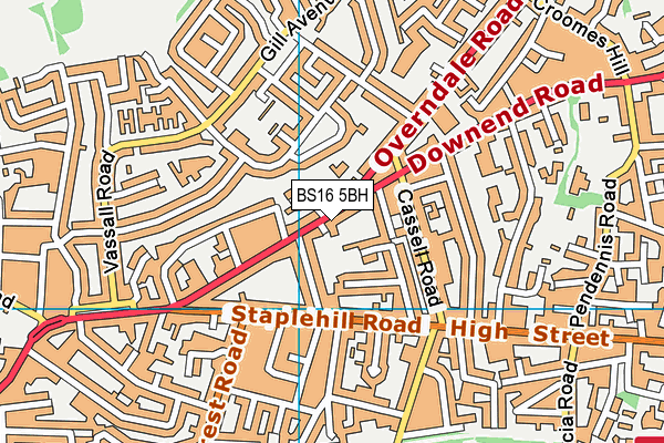 BS16 5BH map - OS VectorMap District (Ordnance Survey)
