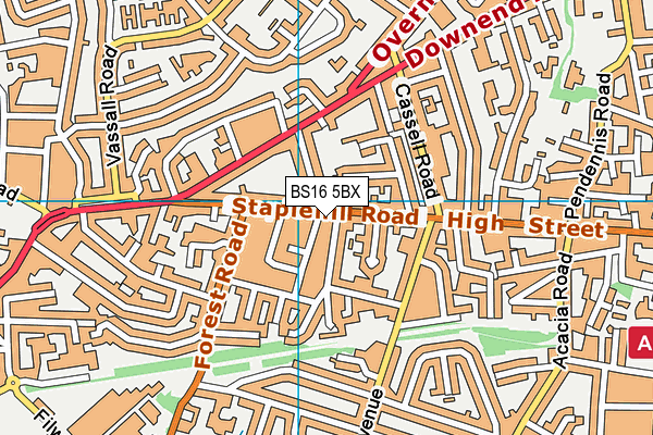 BS16 5BX map - OS VectorMap District (Ordnance Survey)