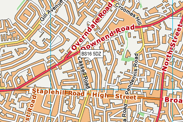 BS16 5DZ map - OS VectorMap District (Ordnance Survey)