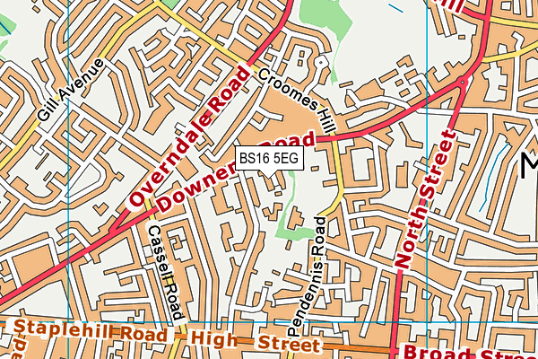 BS16 5EG map - OS VectorMap District (Ordnance Survey)