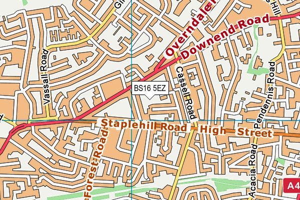 BS16 5EZ map - OS VectorMap District (Ordnance Survey)
