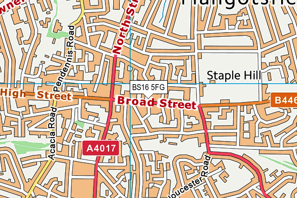 BS16 5FG map - OS VectorMap District (Ordnance Survey)