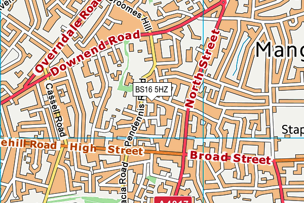 BS16 5HZ map - OS VectorMap District (Ordnance Survey)