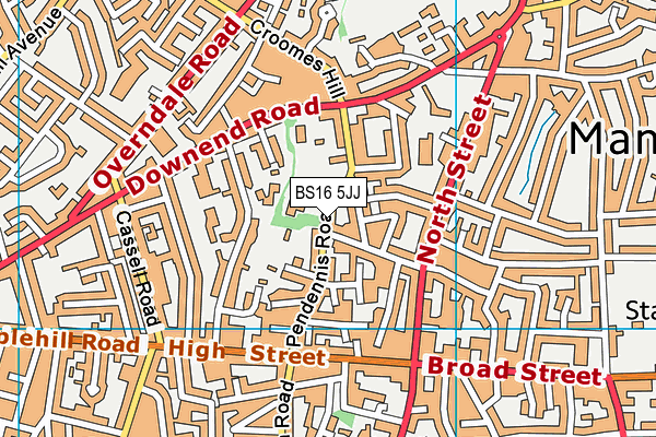 BS16 5JJ map - OS VectorMap District (Ordnance Survey)