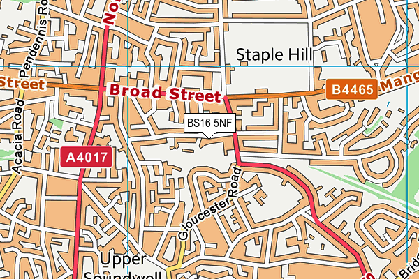 BS16 5NF map - OS VectorMap District (Ordnance Survey)