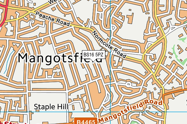 BS16 5PZ map - OS VectorMap District (Ordnance Survey)