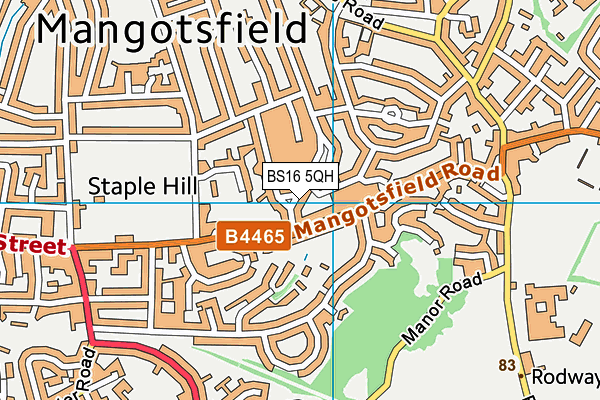 BS16 5QH map - OS VectorMap District (Ordnance Survey)