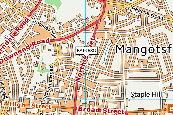 BS16 5SG map - OS VectorMap District (Ordnance Survey)
