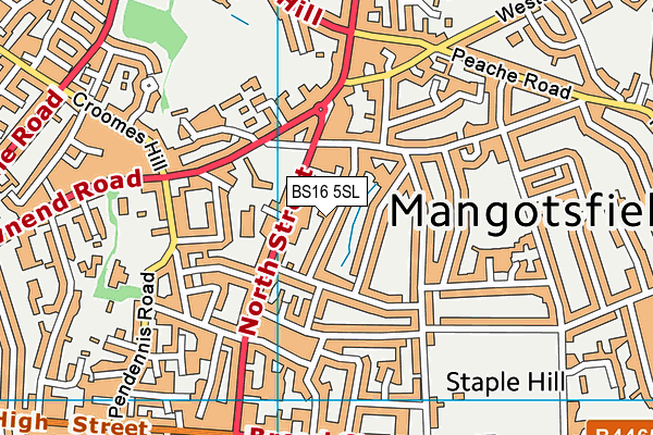 BS16 5SL map - OS VectorMap District (Ordnance Survey)