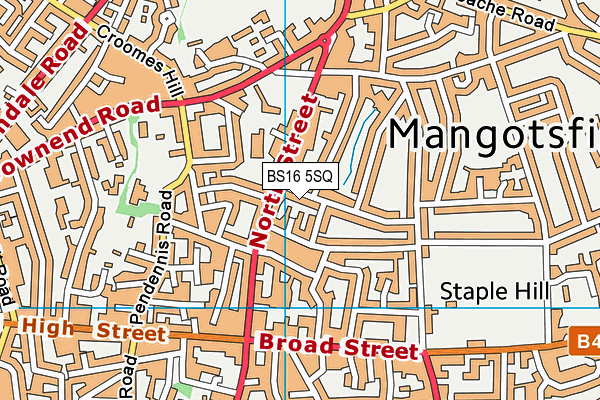 BS16 5SQ map - OS VectorMap District (Ordnance Survey)