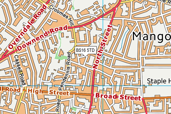 BS16 5TD map - OS VectorMap District (Ordnance Survey)