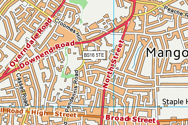 BS16 5TE map - OS VectorMap District (Ordnance Survey)